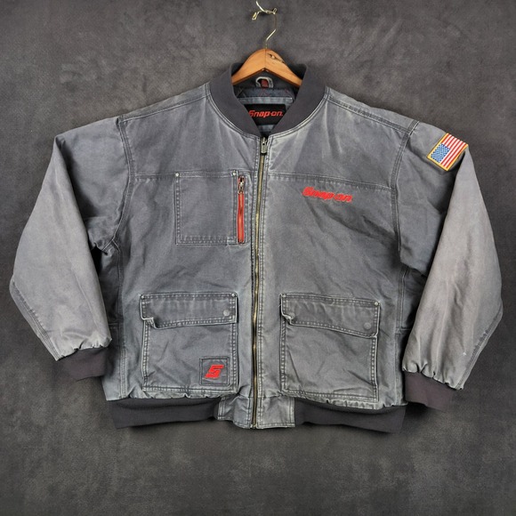 Snap-on Tools Insulated Work Jacket‎ Mens 3XL Faded Canvas Utility Quilt Lined